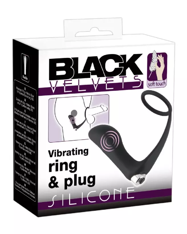 BV Vibrating Ring et Plug de Black Velvets, Anneau et Plug Anal pour Stimulation Intense-1