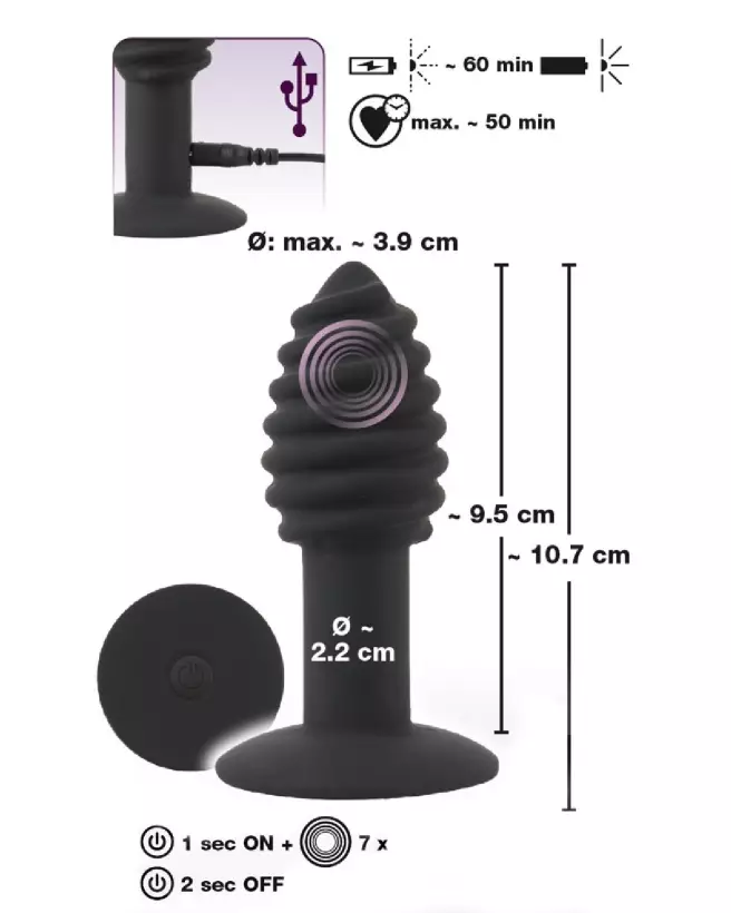 Image du Black Velvets Twist Butt Plug, plug anal premium pour stimulation intense-7