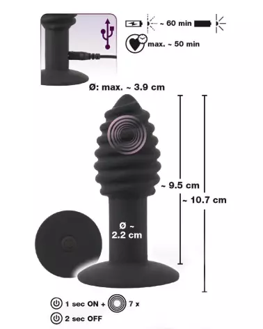 Image du Black Velvets Twist Butt Plug, plug anal premium pour stimulation intense-7