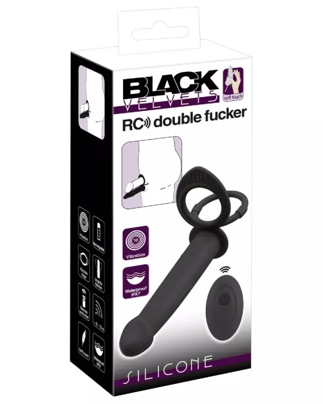 Image du Vibrating RC Double Fucker de Black Velvets, gode ceinture vibrant pour hommes-1