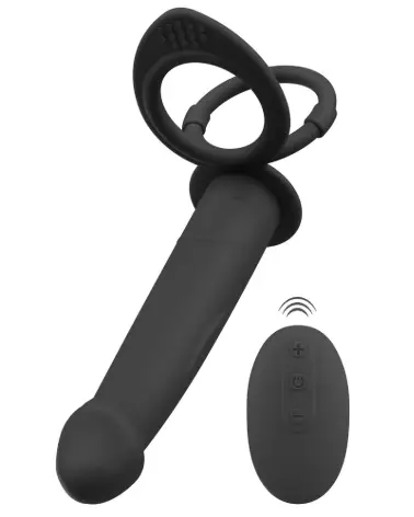 Image du Vibrating RC Double Fucker de Black Velvets, gode ceinture vibrant pour hommes-2