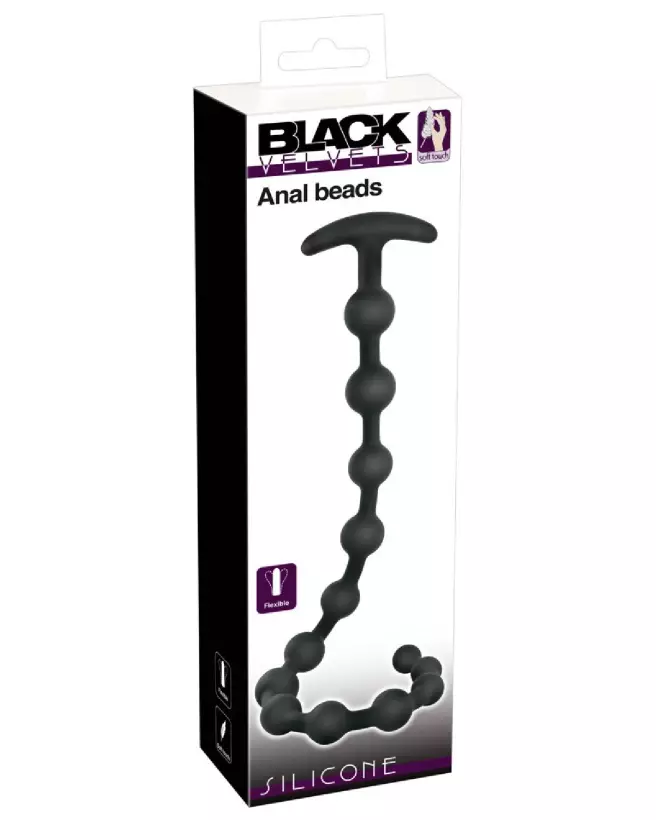 Image des Black Velvets Anal Beads en silicone, chapelet anal de luxe-1