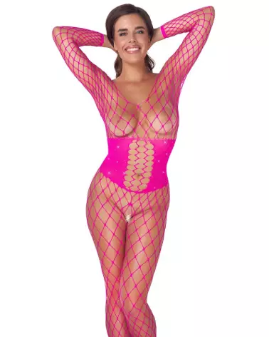 Catsuit Pink Fantasy par Fantasy by Cottelli en bodystocking rose séduisant-2