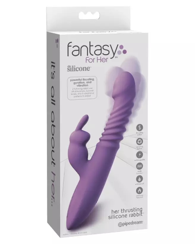 Fantasy For Her Thrusting Silicone Rab en action, sextoy rabbit puissant et flexible-1