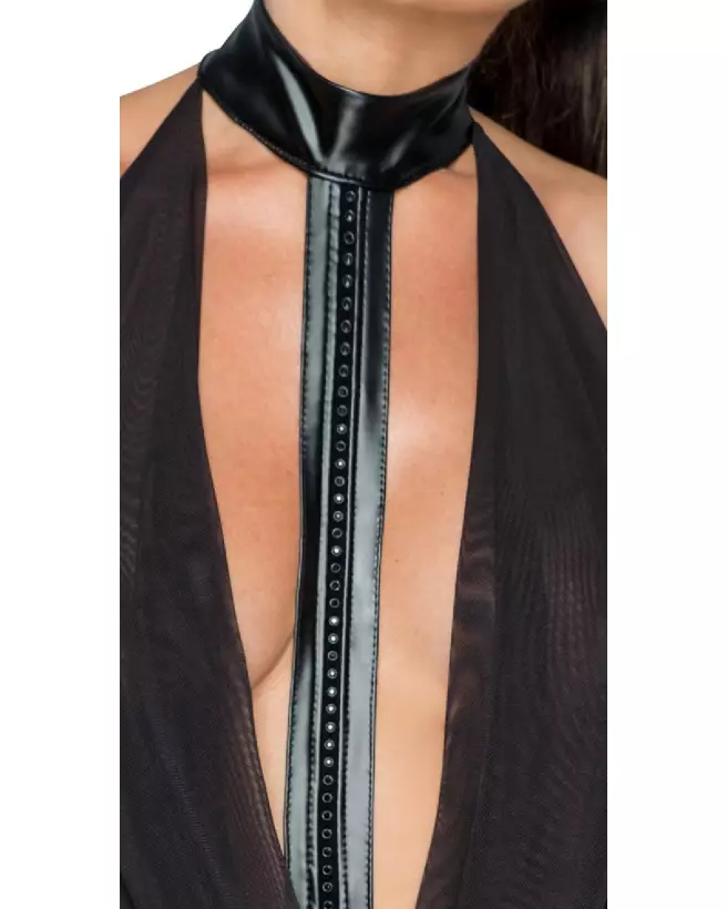 Robe transparente Noir Handmade pour soirées fetish-5