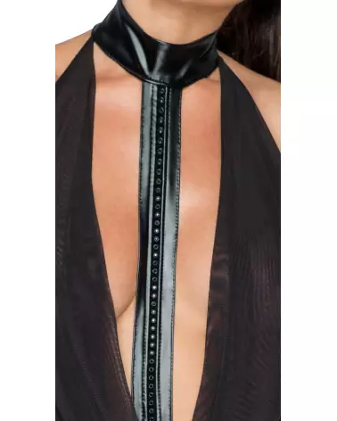 Robe transparente Noir Handmade pour soirées fetish-5