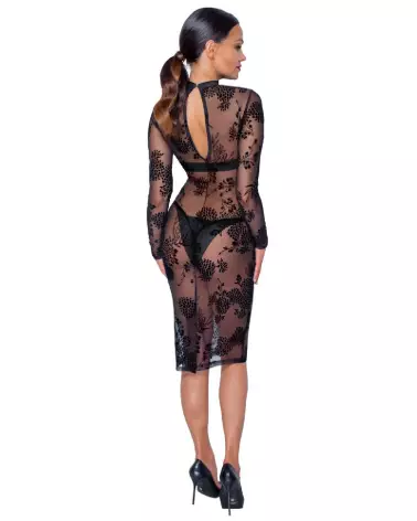 Robe Flock Print Noir Handmade élégante pour soirées fetish-6