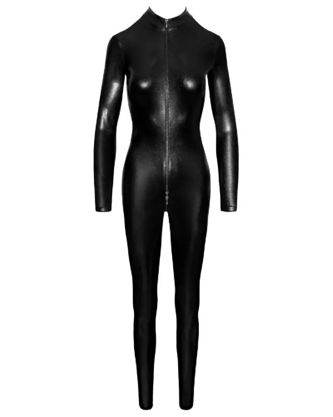 Image Jumpsuit Zip Noir Handmade en cuir pour soirées fetish et mode alternative-6