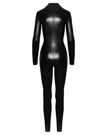 Image Jumpsuit Zip Noir Handmade en cuir pour soirées fetish et mode alternative-7