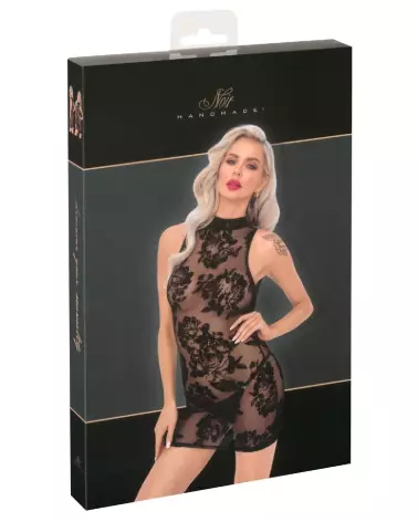 Mini Dress Noir Handmade en cuir synthétique pour soirées fetish-1