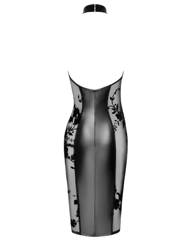 Robe mi-longue fetish Noir Handmade élégante et provocante-6