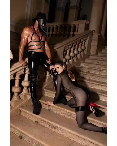 Noir Jumpsuit Noir Handmade en combinaison fetish élégante et séduisante-4
