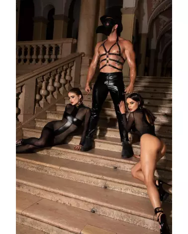 Noir Jumpsuit Noir Handmade en combinaison fetish élégante et séduisante-6