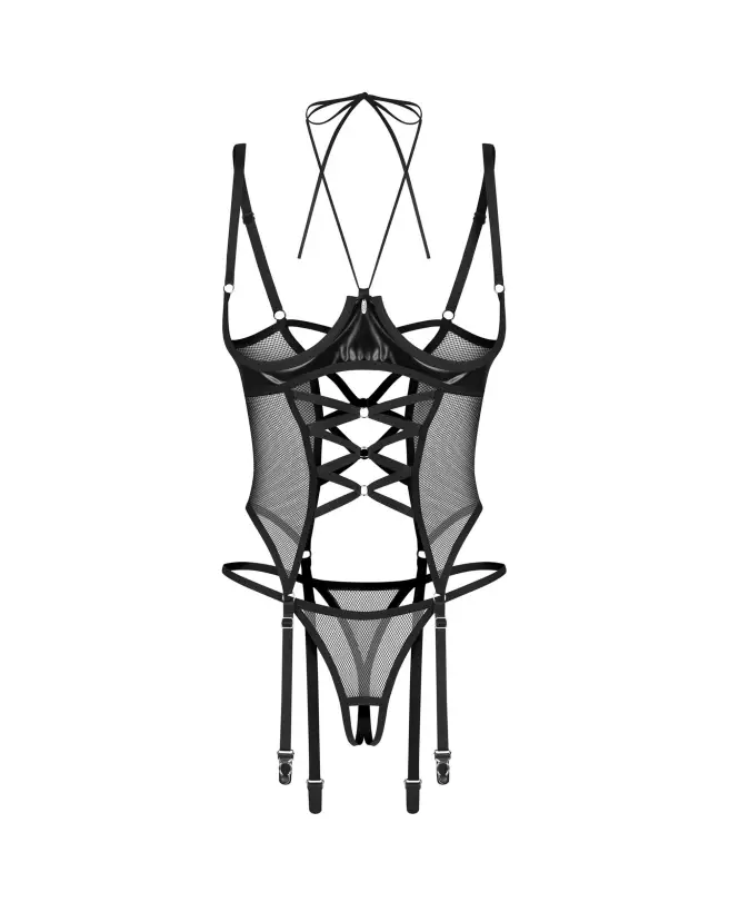 Corset et string ouverts Dominna Obsessive avec laçage élégant et bretelles ajustables-7