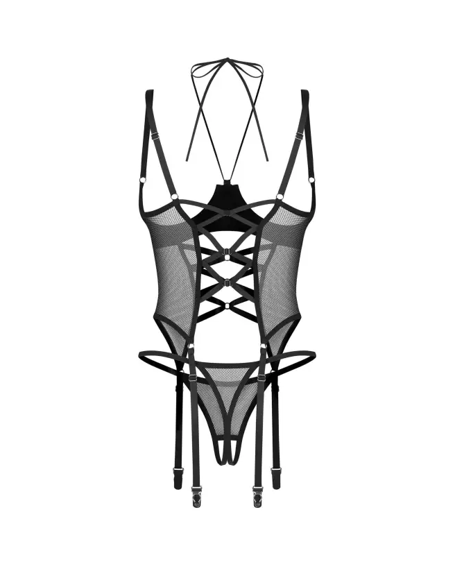 Corset et string ouverts Dominna Obsessive avec laçage élégant et bretelles ajustables-8