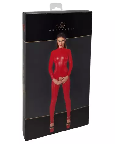 Image de la combinaison rouge et noire Noir Homemade, parfait pour soirées fetish et élégance garantie-3