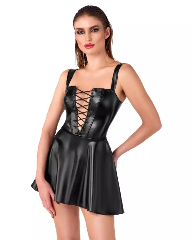 Robe Noir Dress Lacing Noir Homemade en tenue fetish élégante-2