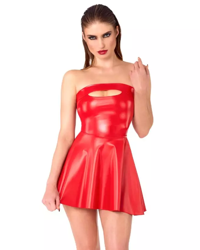 Robe rouge noire élégante de Noir Homemade en style fetish-1