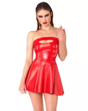Robe rouge noire élégante de Noir Homemade en style fetish-1