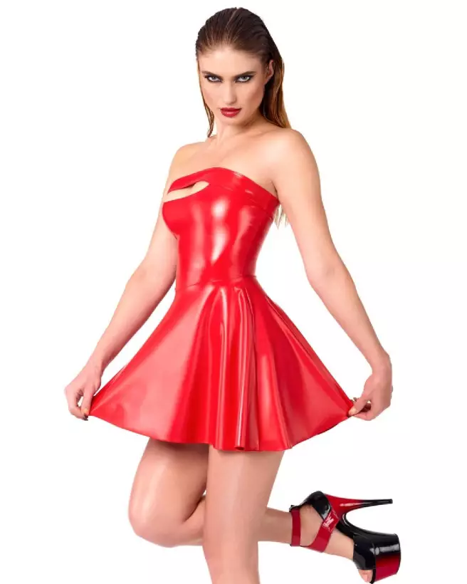 Robe rouge noire élégante de Noir Homemade en style fetish-2