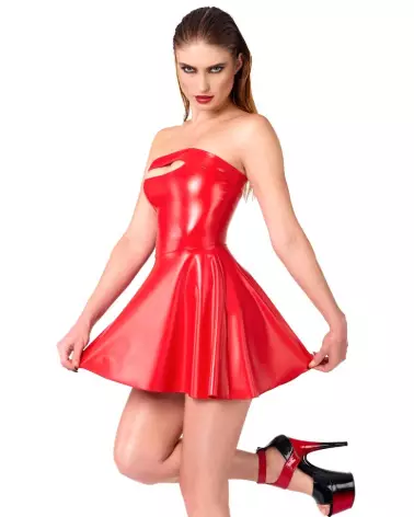 Robe rouge noire élégante de Noir Homemade en style fetish-2