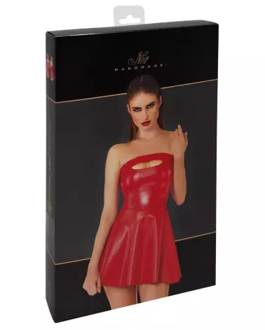 Robe rouge noire élégante de Noir Homemade en style fetish-3