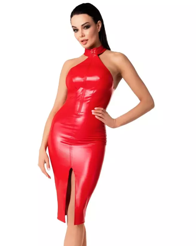Robe Dress Red Noir Homemade en rouge et noir, style fetish élégant-1