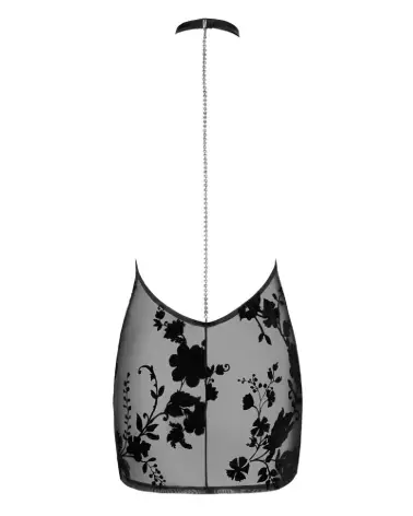 Robe Noir Handmade avec chaînes pour style fetish élégant-6