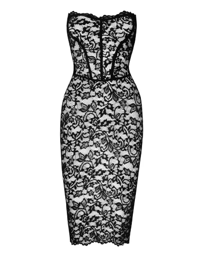Robe Noire en Dentelle Noir Homemade pour Soirées Fetish-6