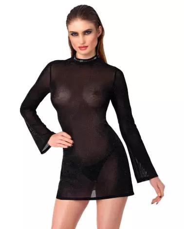 Mini robe noire fetish de Noir Homemade, tenue élégante et séduisante pour soirées spéciales-1
