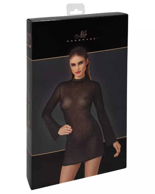 Mini robe noire fetish de Noir Homemade, tenue élégante et séduisante pour soirées spéciales-3