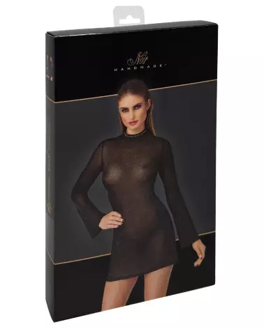 Mini robe noire fetish de Noir Homemade, tenue élégante et séduisante pour soirées spéciales-3