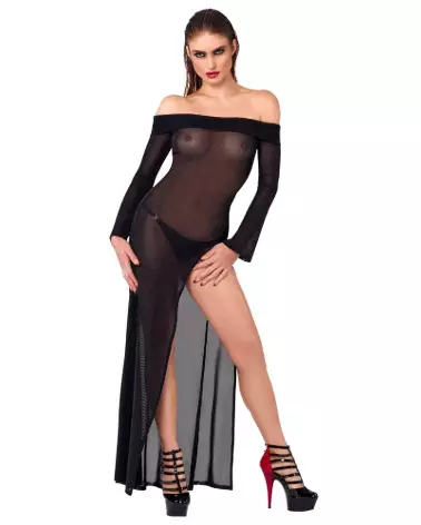 Robe longue noire en latex de Noir Homemade pour look fétiche et élégant-1