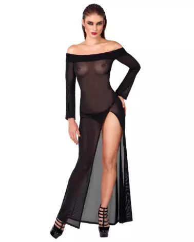 Robe longue noire en latex de Noir Homemade pour look fétiche et élégant-2