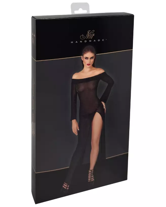 Robe longue noire en latex de Noir Homemade pour look fétiche et élégant-3