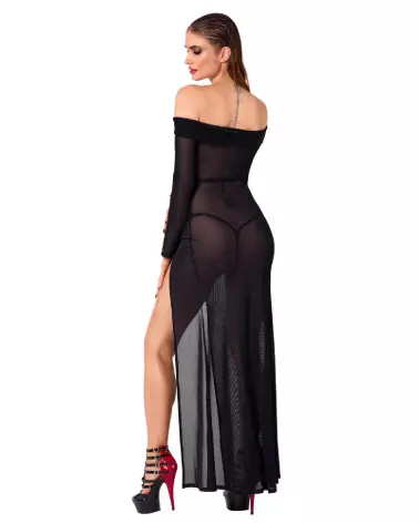 Robe longue noire en latex de Noir Homemade pour look fétiche et élégant-4