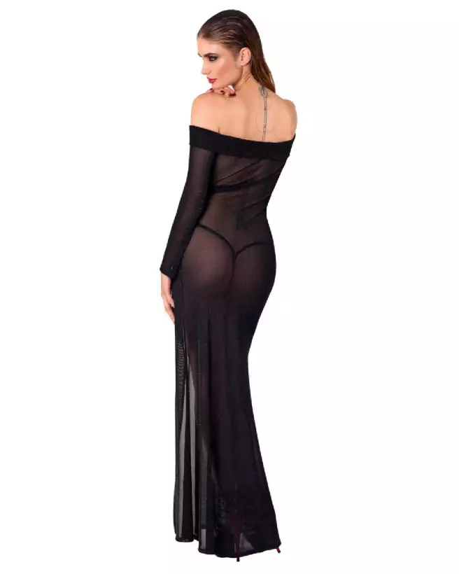 Robe longue noire en latex de Noir Homemade pour look fétiche et élégant-5