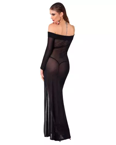 Robe longue noire en latex de Noir Homemade pour look fétiche et élégant-5