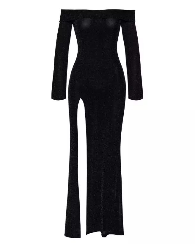 Robe longue noire en latex de Noir Homemade pour look fétiche et élégant-6