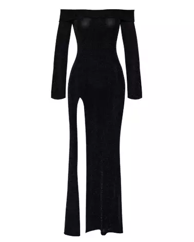 Robe longue noire en latex de Noir Homemade pour look fétiche et élégant-6
