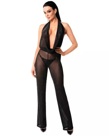 Combinaison Noir Homemade en tulle noir, style fetish élégant-1