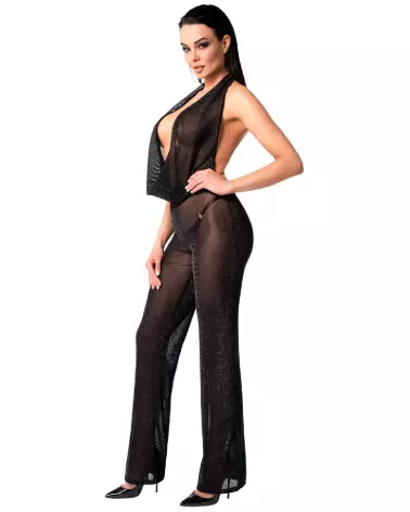 Combinaison Noir Homemade en tulle noir, style fetish élégant-2