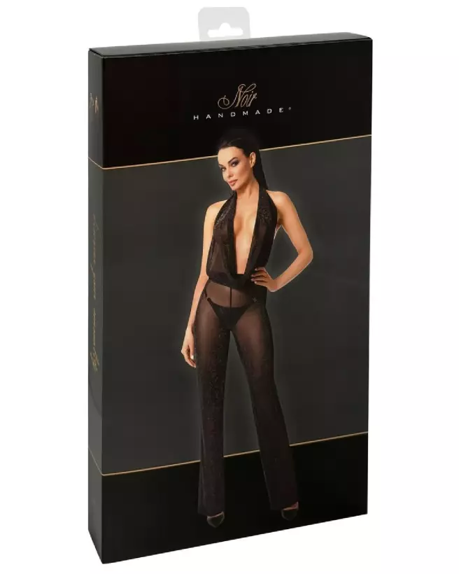 Combinaison Noir Homemade en tulle noir, style fetish élégant-3
