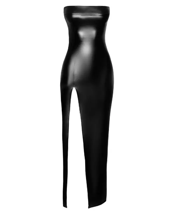 Robe longue noire fetish élégante de marque Noir Homemade-5