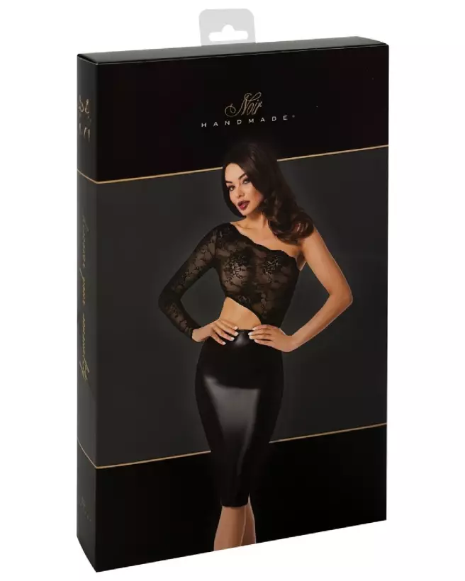 Robe Noir Dress Top en cuir de Noir Handmade, style fetish élégant-3