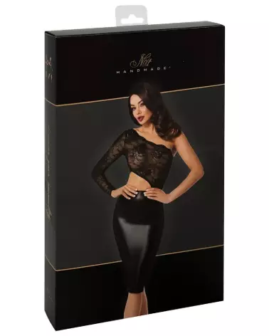 Robe Noir Dress Top en cuir de Noir Handmade, style fetish élégant-3