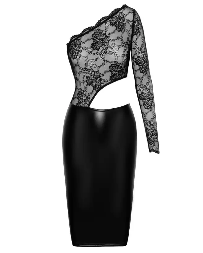 Robe Noir Dress Top en cuir de Noir Handmade, style fetish élégant-4