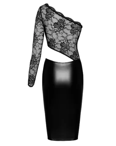 Robe Noir Dress Top en cuir de Noir Handmade, style fetish élégant-5