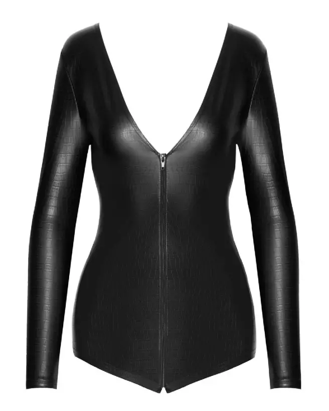 Body Long-Sleeve Noir Handmade en combinaison fetish élégante et séduisante-5