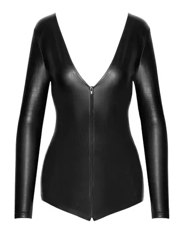 Body Long-Sleeve Noir Handmade en combinaison fetish élégante et séduisante-5